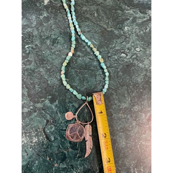 Jay King Turquoise Nugget Necklace with Sterling Silver Charms – Peace & Feather - Picture 6 of 8